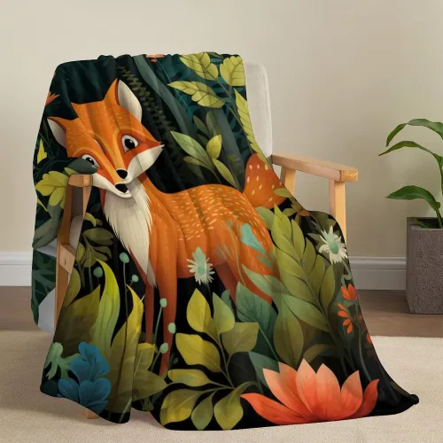 Couch Forest Fox Print Blanket
