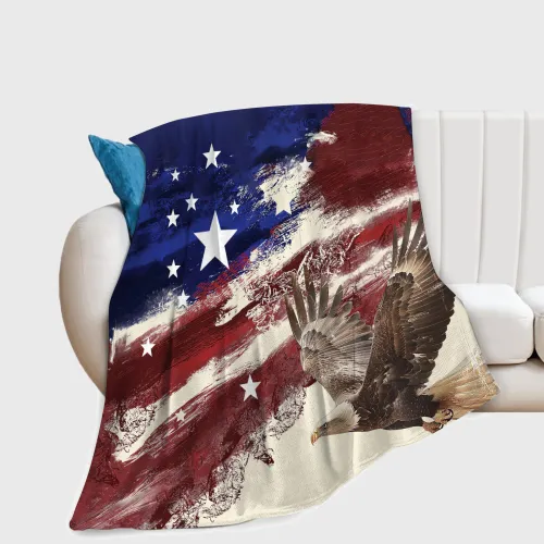 Bald Eagle Flag Printed Blanket