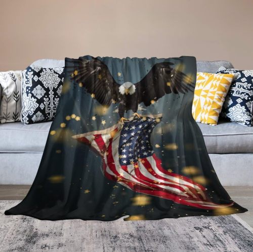 Eagle Catching Flag Throw Blanket