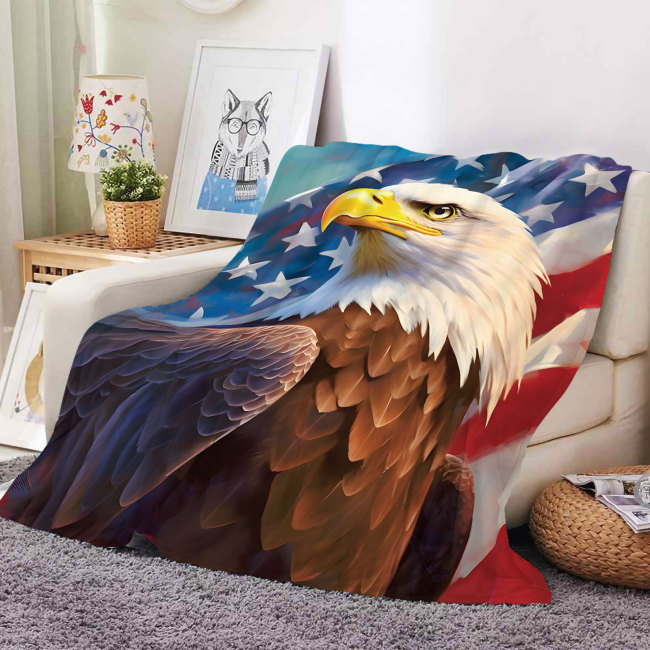Eagle Flag Flannel Blanket