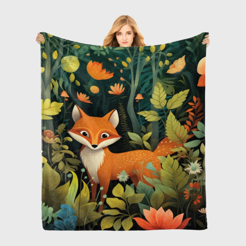 Couch Forest Fox Print Blanket