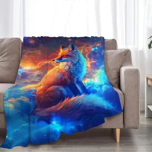 Galaxy Fox Print Blanket