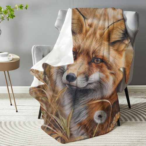Wildlife Fox Print Fleece Blanket