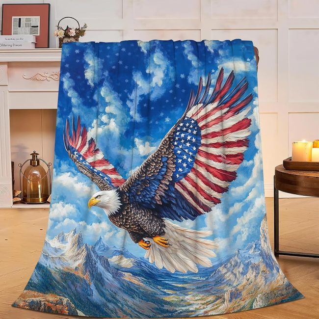 Bald Eagle Print Fleece Blanket