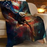 Cross Bald Eagle Flag Print Blanket