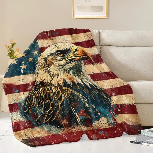 Eagle Soldier Flag Throw Blanket