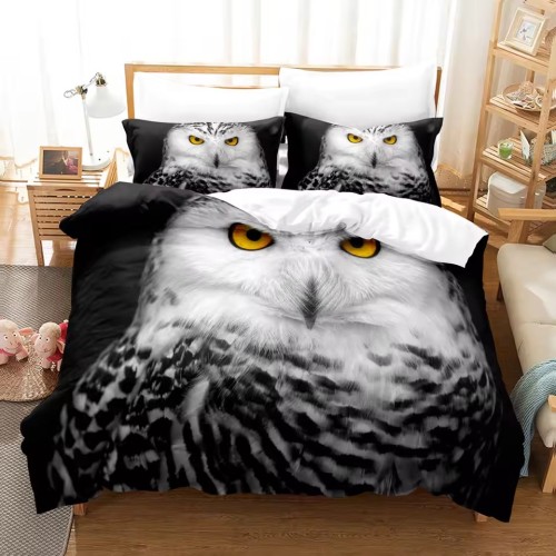 Snowy Owl Print Bed Set