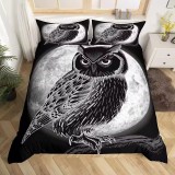 Moon Owl Print Bed Set