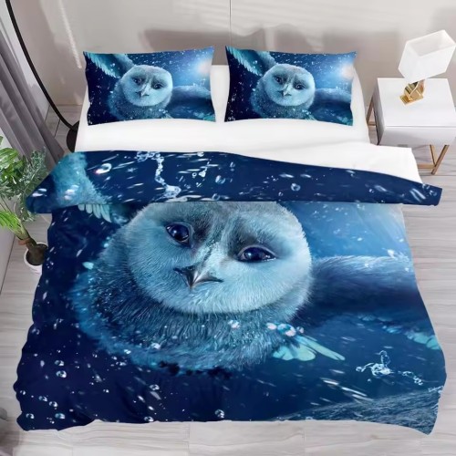 Flying Owl Print Bed Set