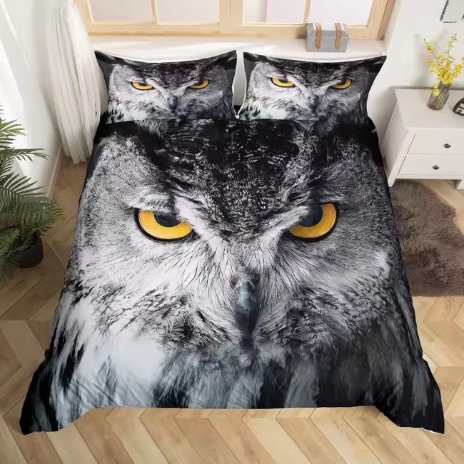 3D Animal Owl Print Bed Set