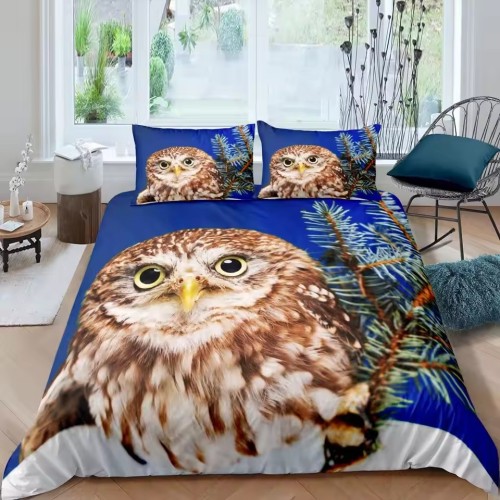 Cute Owl Print Bed Set