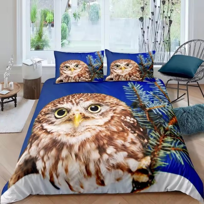 Cute Owl Print Bed Set