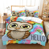 Cartoon Hello Owl Bed Set
