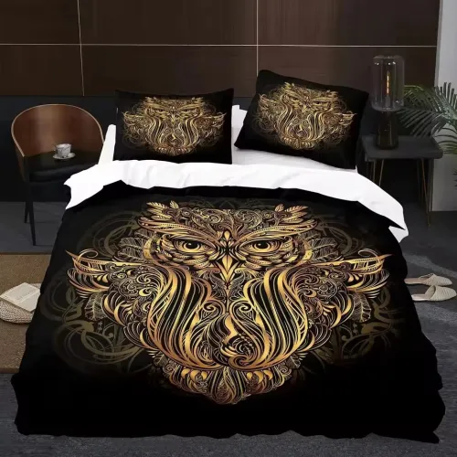 Geometric Owl Print Bed Set