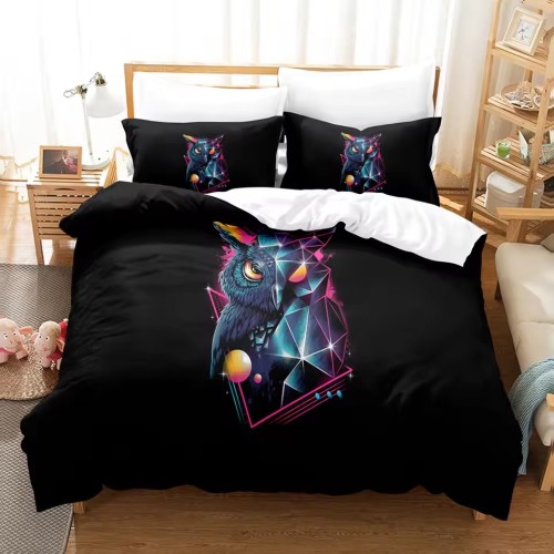 Geometric Owl Print Bed Set