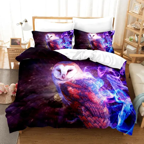 Galaxy Owl Print Bed Set