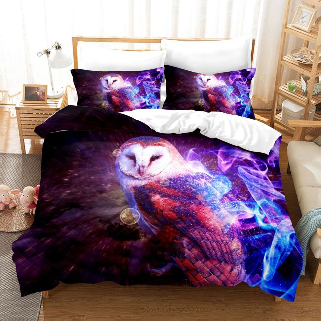 Galaxy Owl Print Bed Set