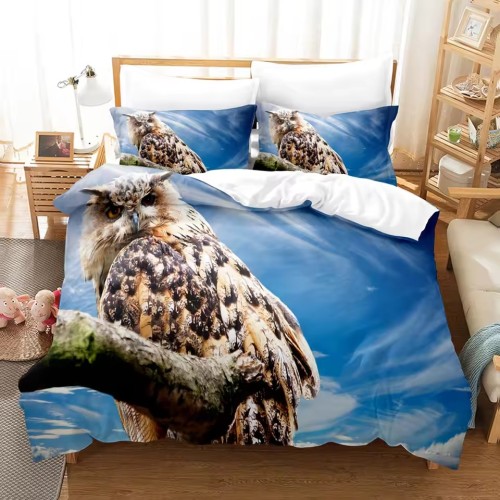 Wild Owl Print Bed Set