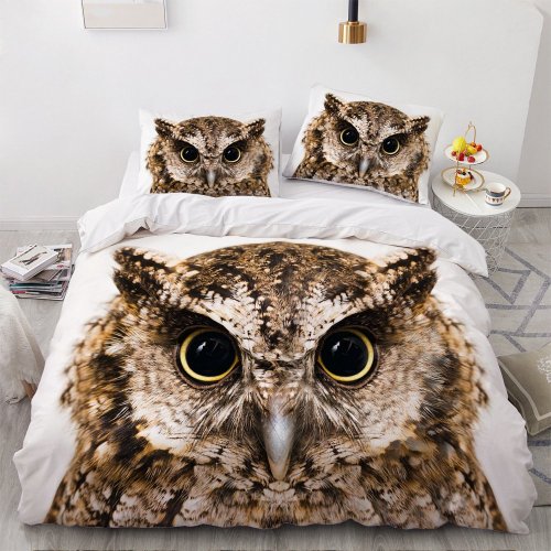 3D Owl Face Bed Set