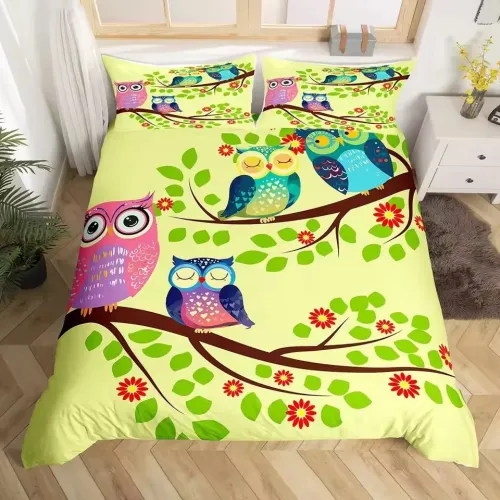 Kawaii Cartoon Owl Bed Set