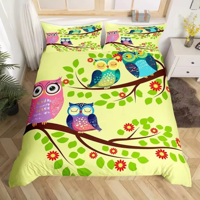 Kawaii Cartoon Owl Bed Set