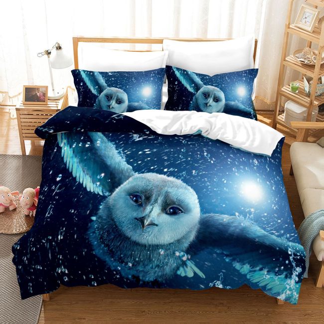 Flying Owl Print Bed Set