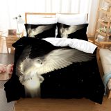 White Owl Print Bed Set