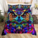 3D Colorful Owl Print Bed Set