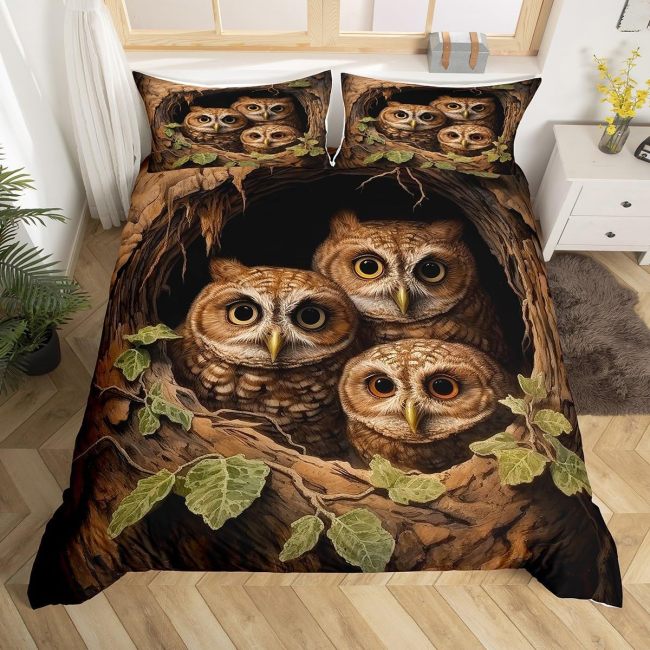Owl Family Print Bed Set