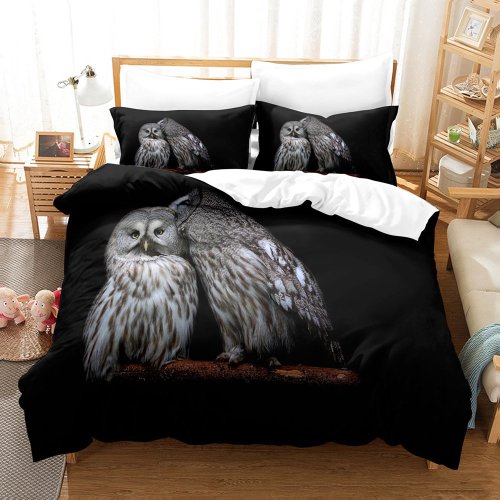 Couples Owl Print Bed Set