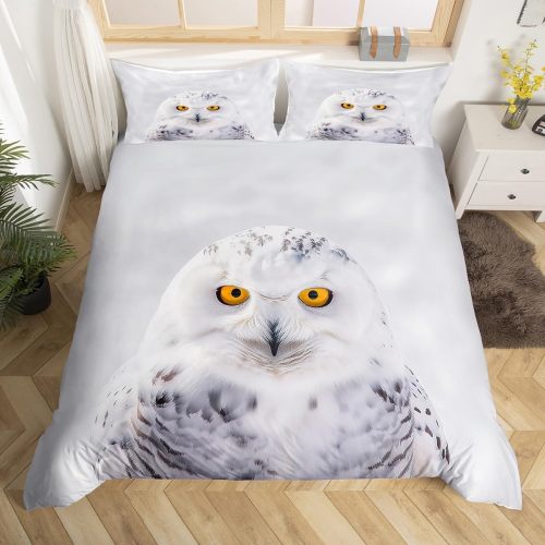 Snowy Owl Print Bed Set
