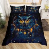 Starry Owl Print Bed Set