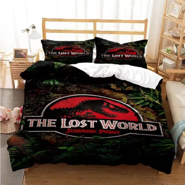 Lost World Jurassic Park Dinosaur Print Bed Set