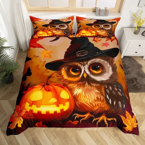 Halloween Pumpkin Owl Bed Set
