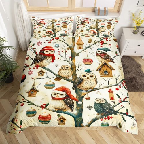 Christmas Theme Owl Bed Set