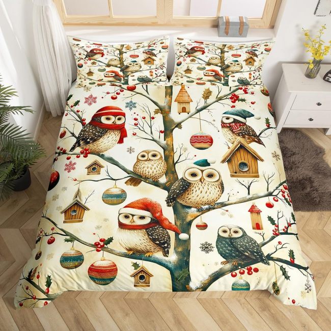 Christmas Theme Owl Bed Set