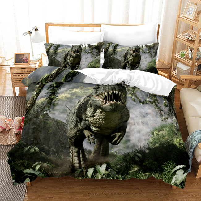 Fierce Dinosaur Print Bed Set