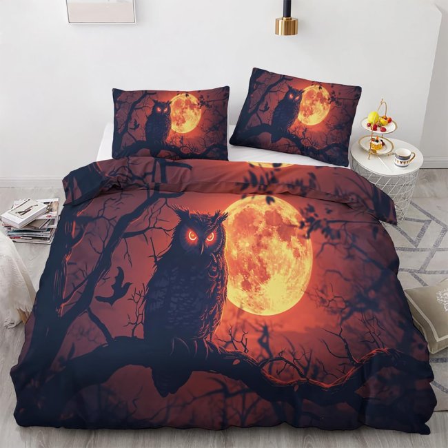 Halloween Owl Theme Bed Set