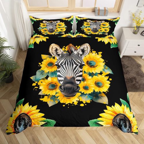 Sunflower Zebra Print Bed Set