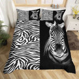 Zebra And Stripes Print Bed Set