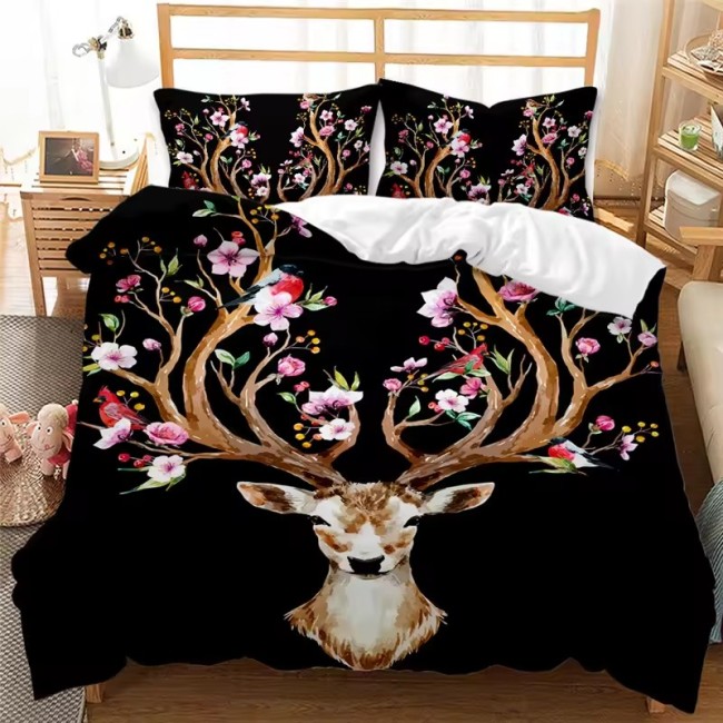 Floral Deer Antler Print Bed Set