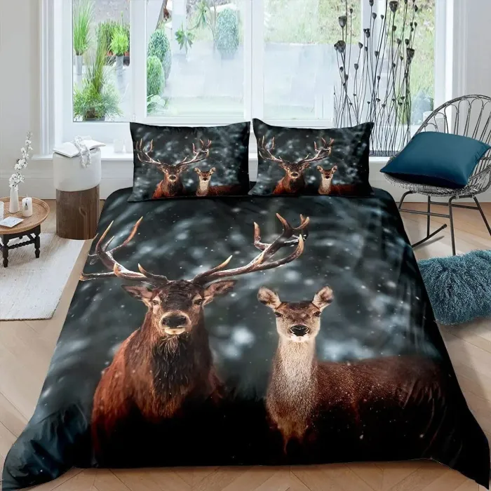 Deer Couples Print Bed Set
