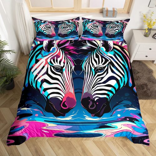 Cartoon Zebra Couples Print Bed Set