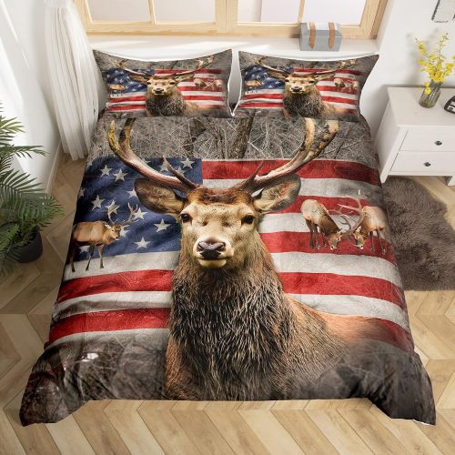 Flag Deer Print Bed Set