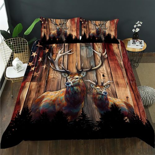 Flag Deer Printed Bed Set