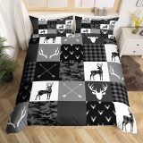 Retro Gray Deer Print Bed Set