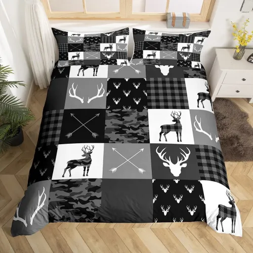 Retro Gray Deer Print Bed Set