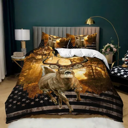 Running Deer Print Bed Set