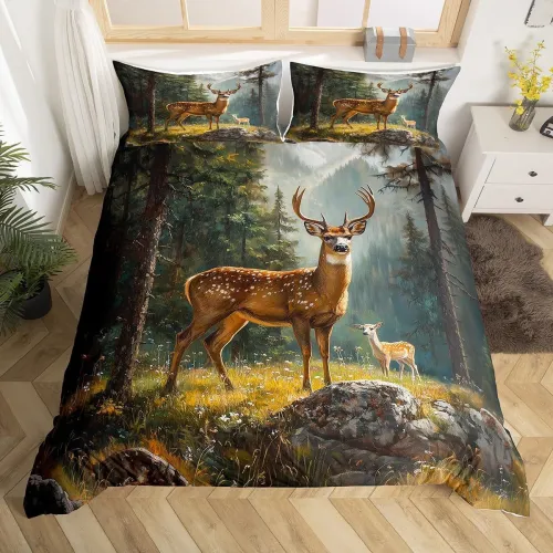 Wild Deer Print Bed Set