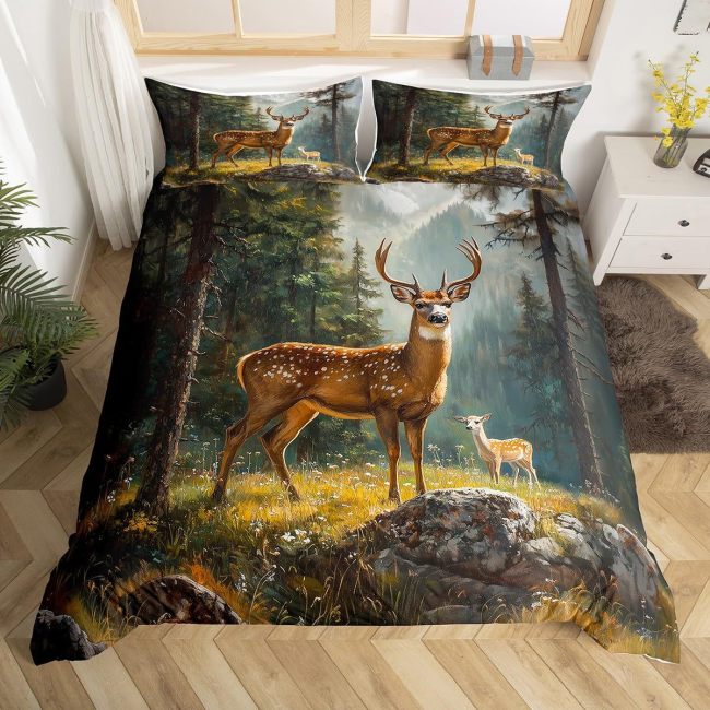 Wild Deer Print Bed Set